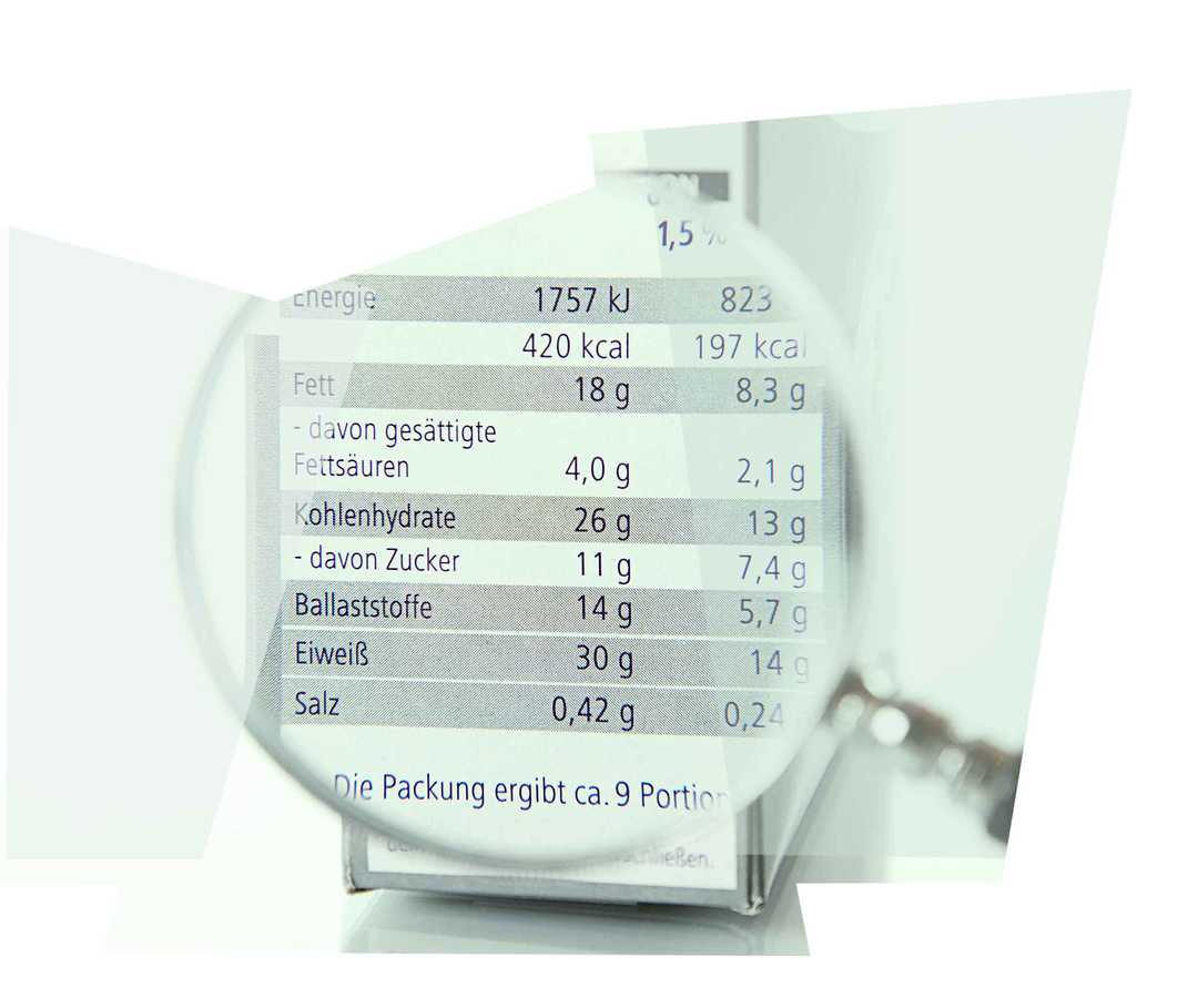 Nährwertangaben auf einem Lebensmittel Nährwertangaben auf einem Lebensmittel