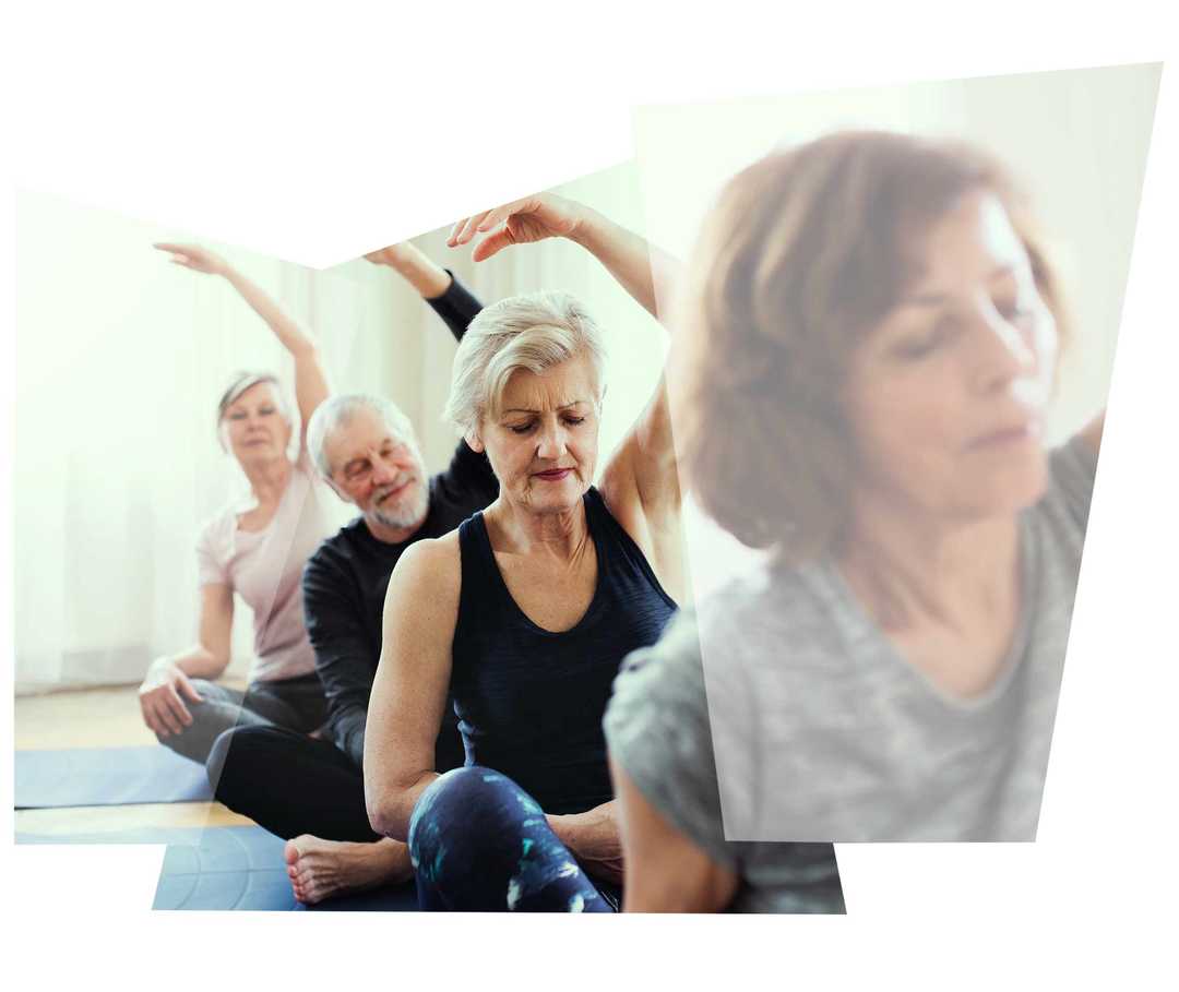Leben mit NET: Patientinnen bei Gymnastikübungen in einer Gruppe Leben mit NET: Patientinnen bei Gymnastikübungen in einer Gruppe
